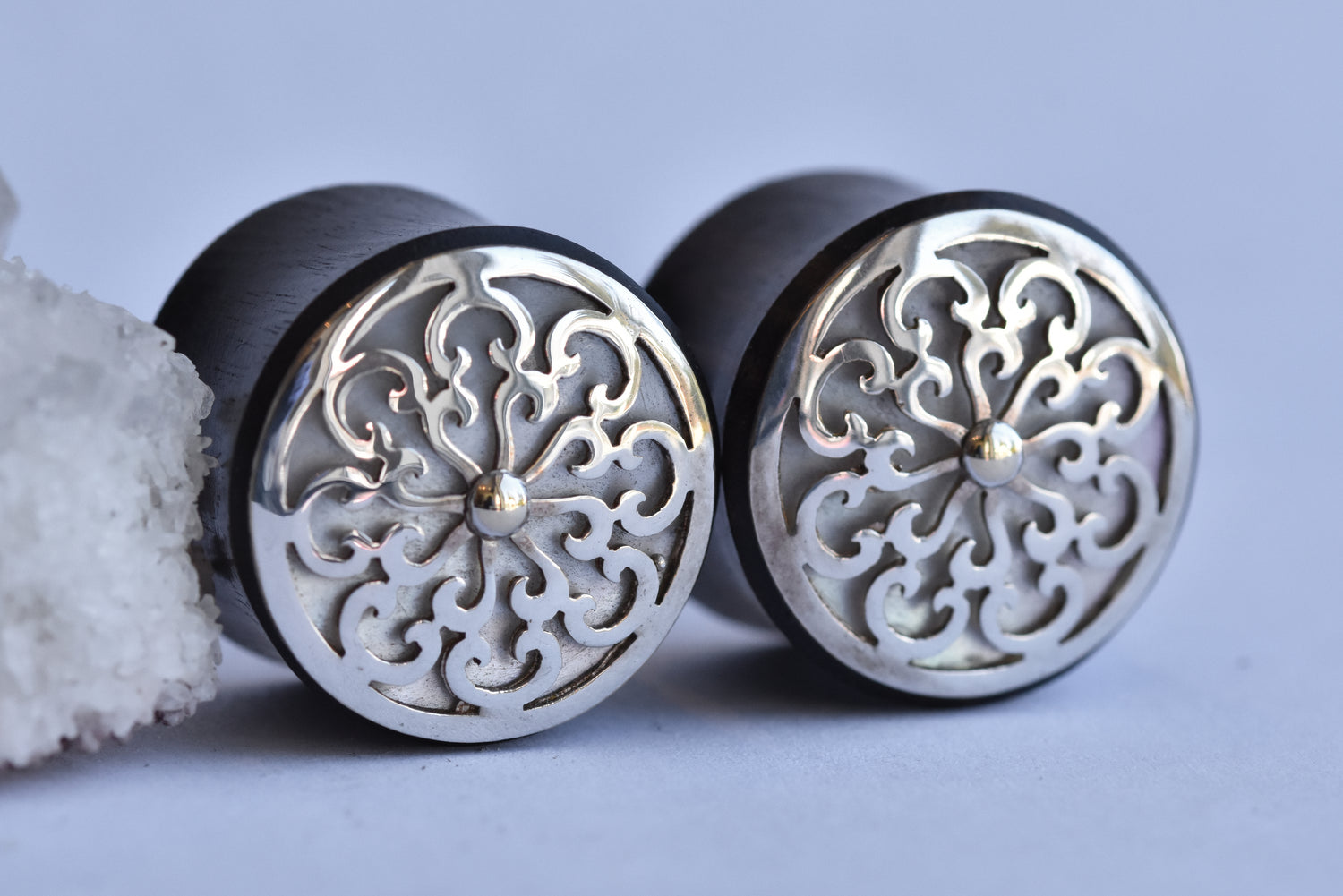 Buddha Jewelry Double Flare Idol Plugs - Inlayed Mother of Pearl - Pair-body jewelry-Buddha Jewelry Organics-3/4-