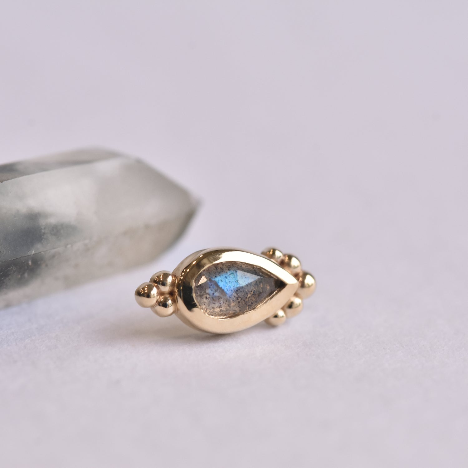 Amrit End - Rose Cut Labradorite - Pressure Fit End Only-body jewelry-Alchemy Adornment-