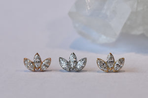 3 Gem Mini Marquise Fan - Clear CZ - Pressure Fit End Only