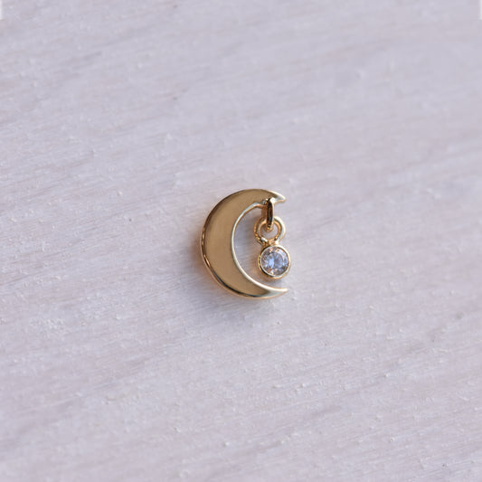 6mm Moon with 1.5mm Dangle - CZ - Pressure Fit End Only-body jewelry-Anatometal-Rose-
