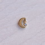 6mm Moon with 1.5mm Dangle - CZ - Pressure Fit End Only
