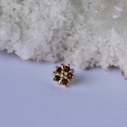 5mm Arya Star - Gold Ball/Mozambique Garnet - Pressure Fit End Only-body jewelry-Alchemy Adornment-