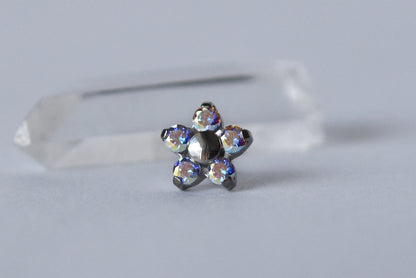Titanium Flower - Pressure Fit End Only-body jewelry-neometal-Aurora Borealis-