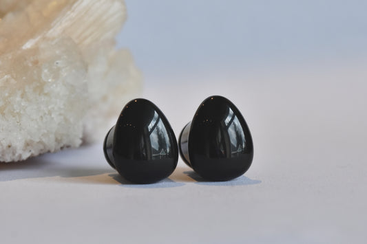 Oracle Obsidian Tear Drop SF plugs - Pair-Oracle Body Jewelry-00-