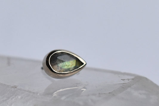Pear - Rose Cut Labradorite - Pressure Fit End Only-body jewelry-Alchemy Adornment-