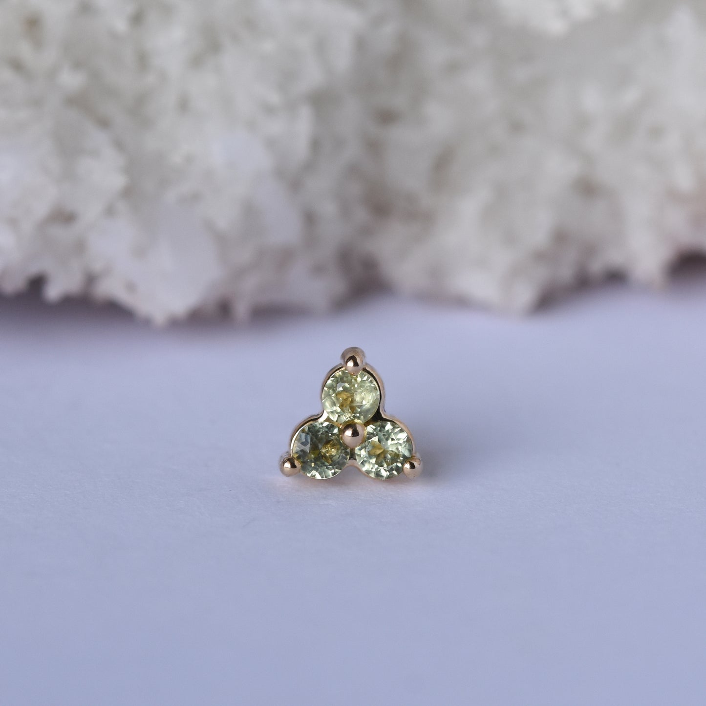 Trinity End - Peridot - Pressure Fit End Only-body jewelry-alchemy adornment-Yellow Gold-