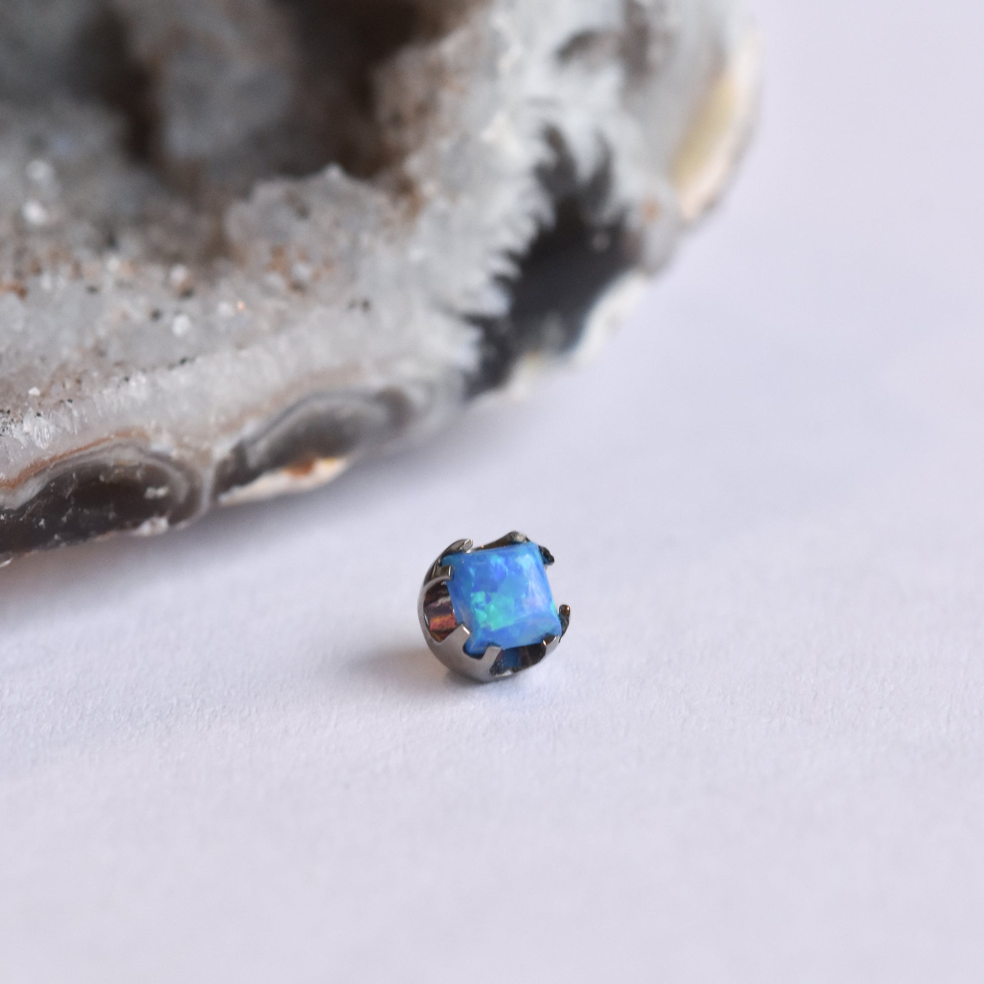 Prong End - Princess Cut Capri Blue Opal - Threaded End Only-body jewelry-Anatometal-3mm-