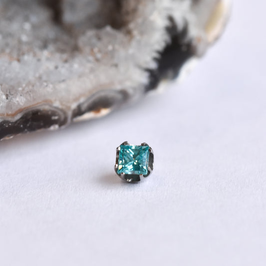 Prong End - Princess Cut Mint Green CZ - Threaded End Only-body jewelry-Anatometal-3mm-