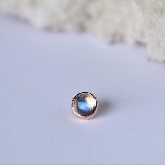 4mm Bezel - Rose Cut Moonstone - Threaded End Only-body jewelry-Alchemy Adornment-