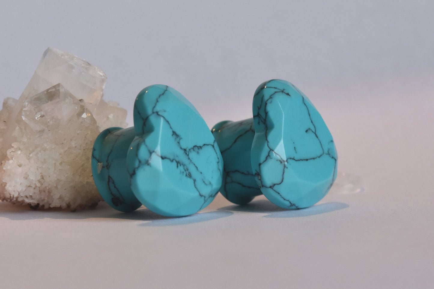 Tawapa Faceted Turquoise Heart DF Plugs - Pair