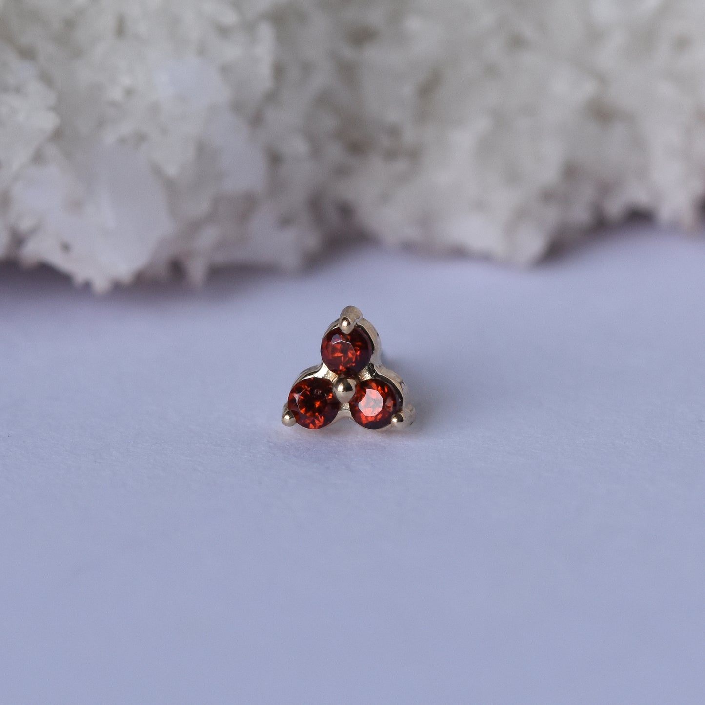1.5mm Trinity - Mozambique Garnet - Pressure Fit End Only-body jewelry-Alchemy Adornment-White-