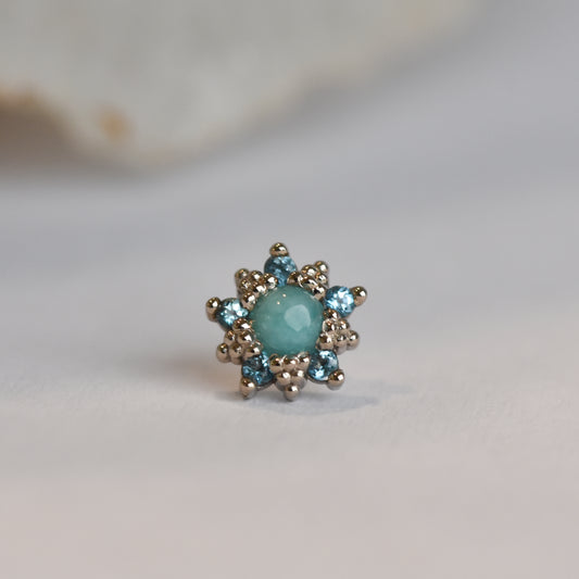 3mm Wren -Amazonite/Ice Blue Topaz - Pressure Fit End Only-body jewelry-Alchemy Adornment-